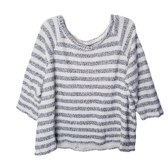 Lucky Brand Sweater Women Size XL Cream Black Pullover Textured - Picture 1 of 13